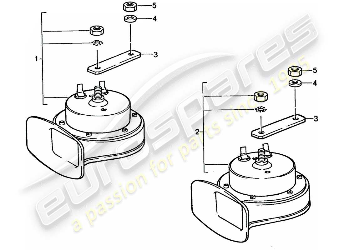 porsche 928 (1994) fanfare horn - high volume horn parts diagram