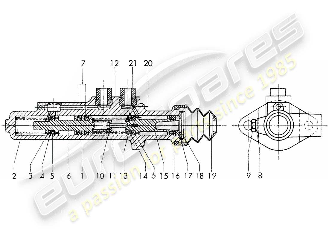 porsche 911 (1973) brake master cylinder - $ 19,05 - without: - warning function - single parts part diagram