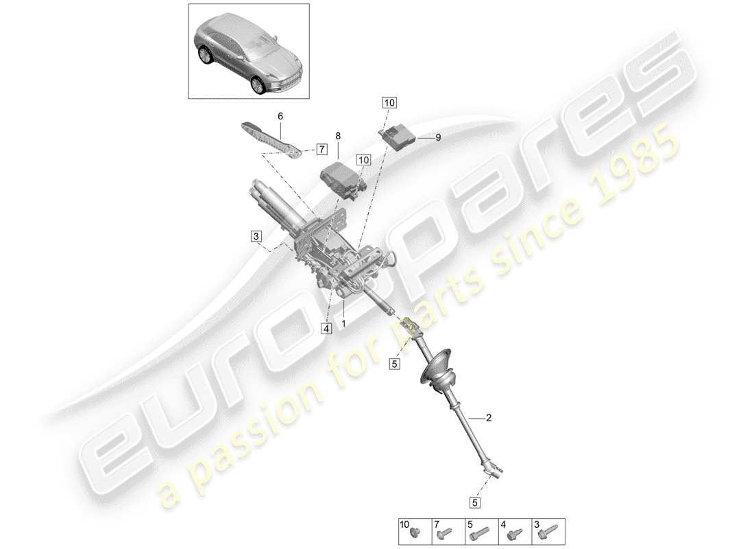 porsche macan (2019) steering column parts diagram