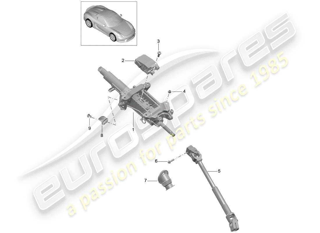 porsche 2016 steering column part diagram