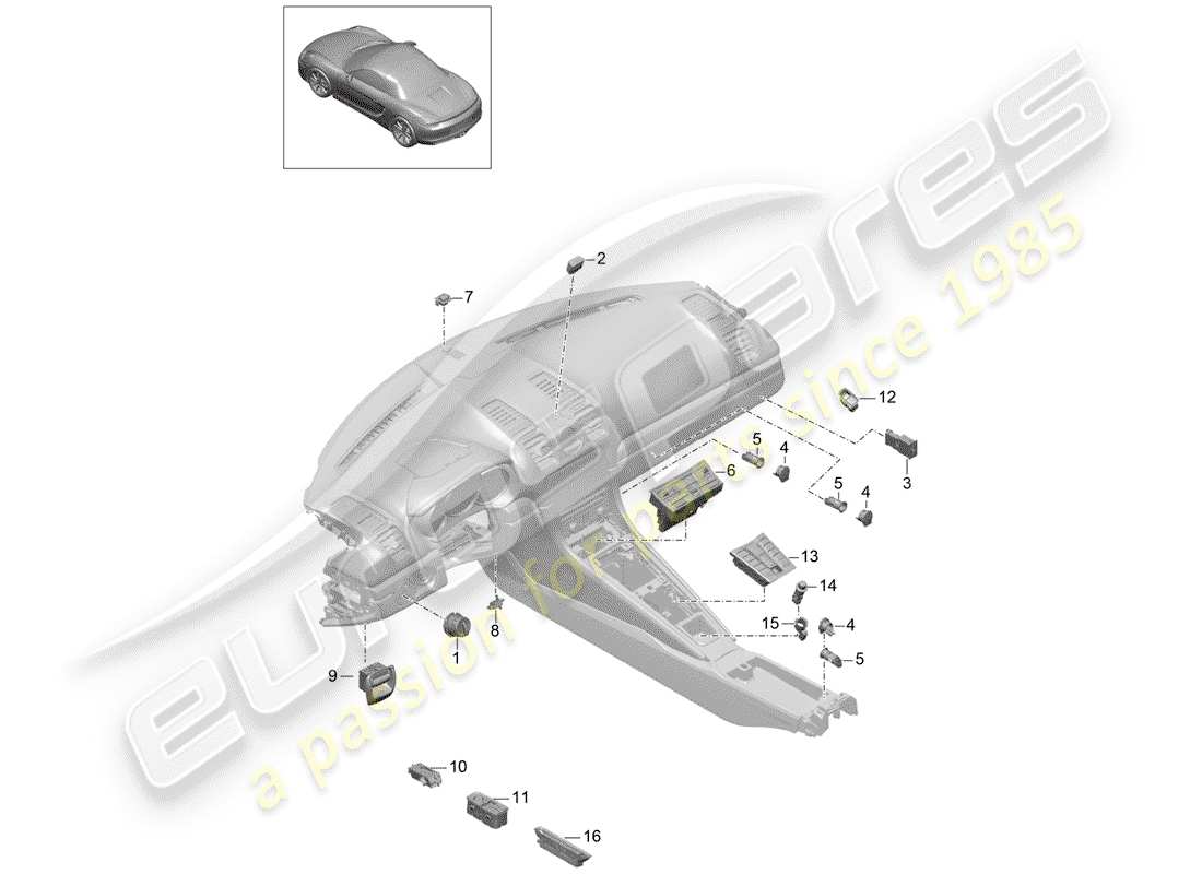 porsche boxster 981 (2012) switch part diagram