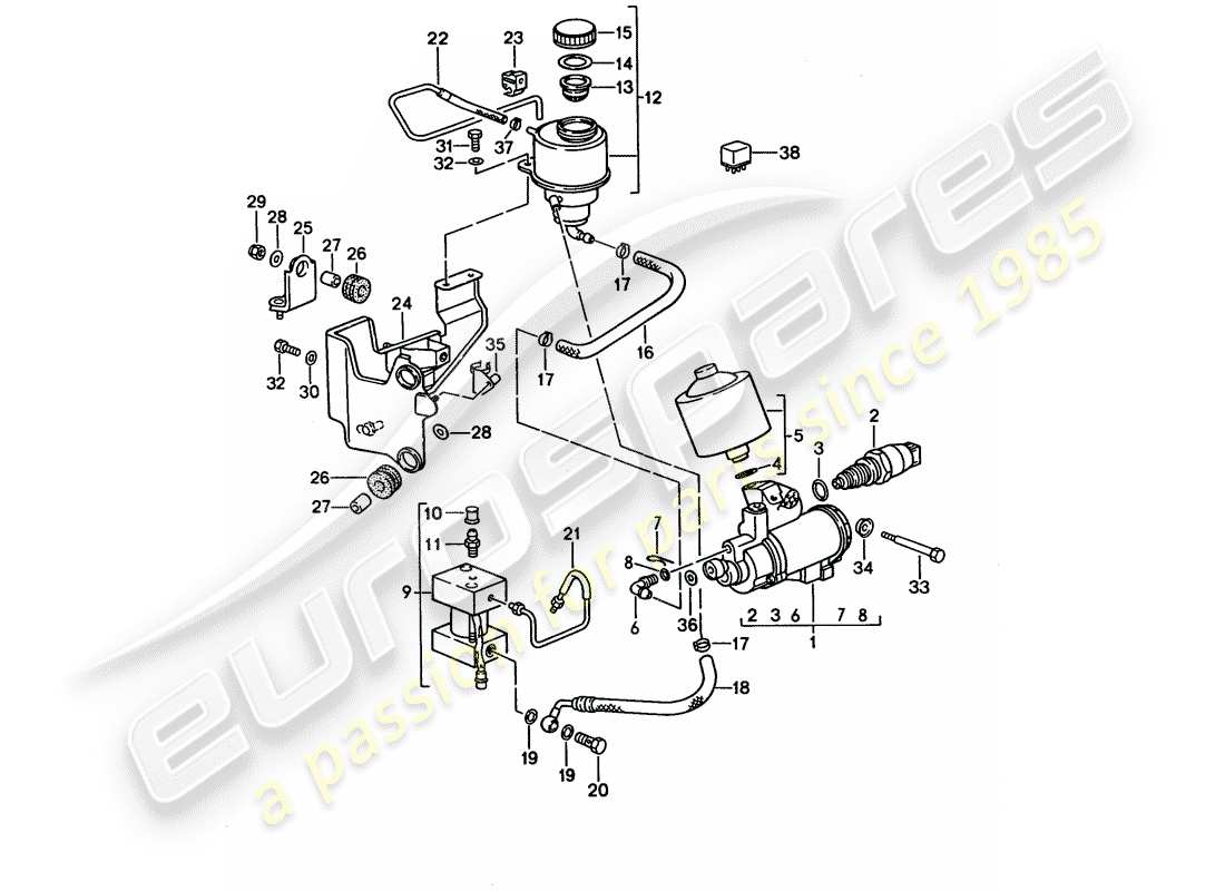 porsche 928 (1993) manual gearbox - lock control 1 part diagram