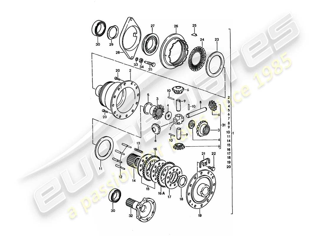 porsche 928 (1993) manual gearbox - porsche - limited slip differential part diagram