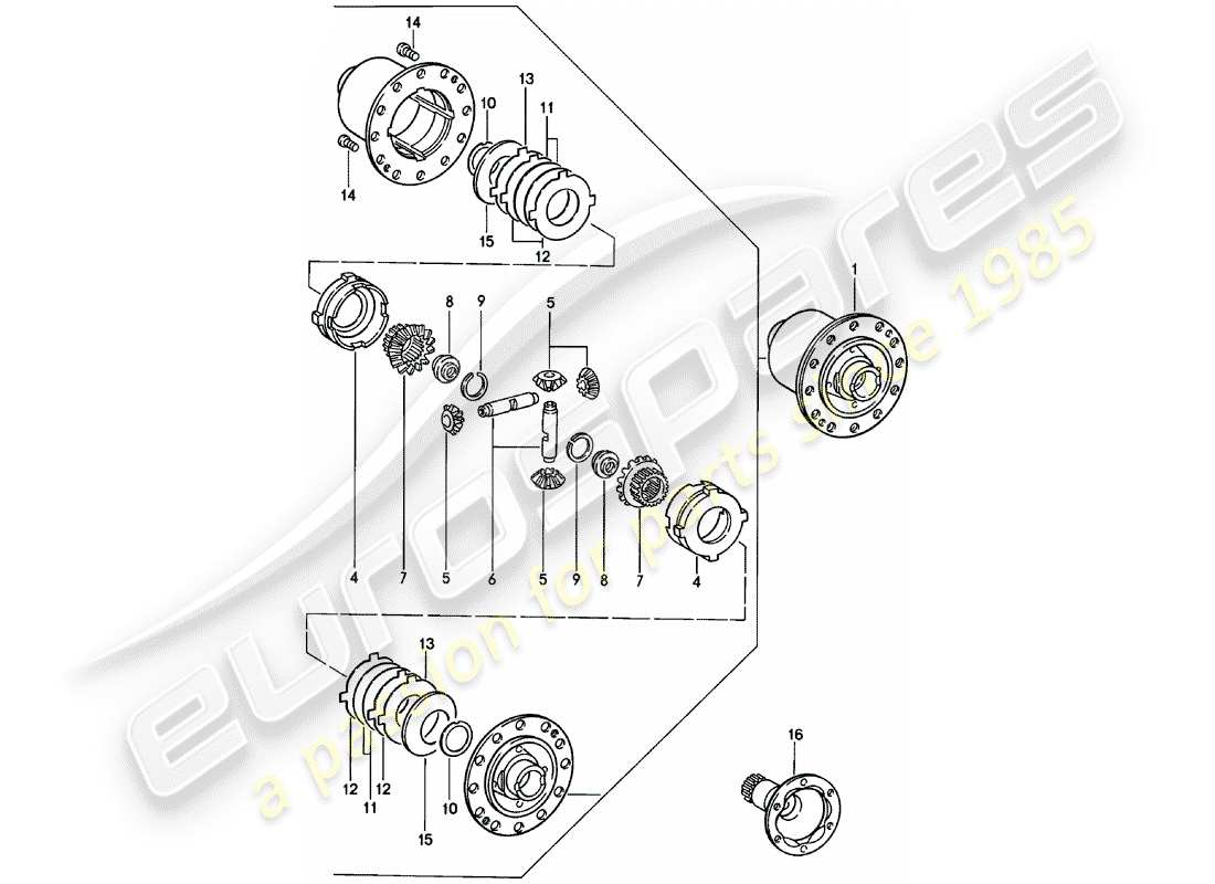 porsche 911 (1983) limited slip differential parts diagram