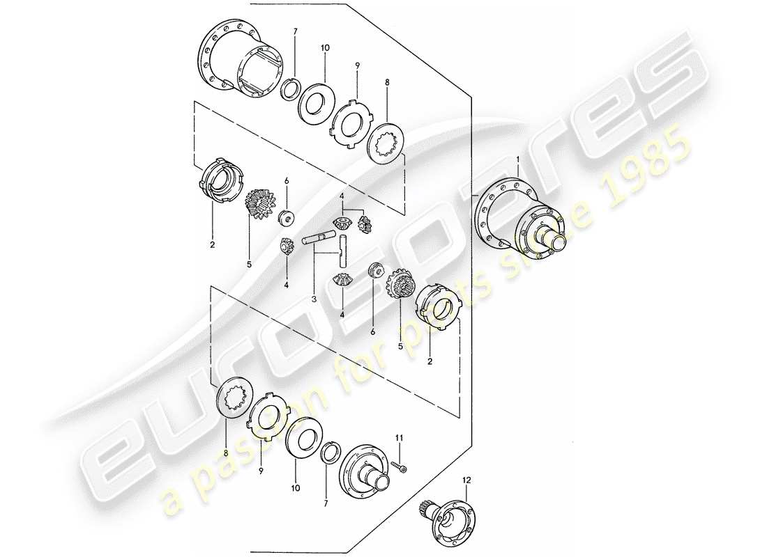 porsche 944 (1991) limited slip differential - for - manual gearbox parts diagram