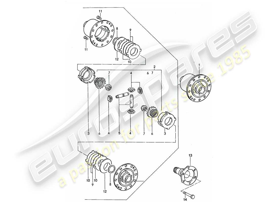 porsche 968 (1992) manual gearbox - limited slip differential part diagram
