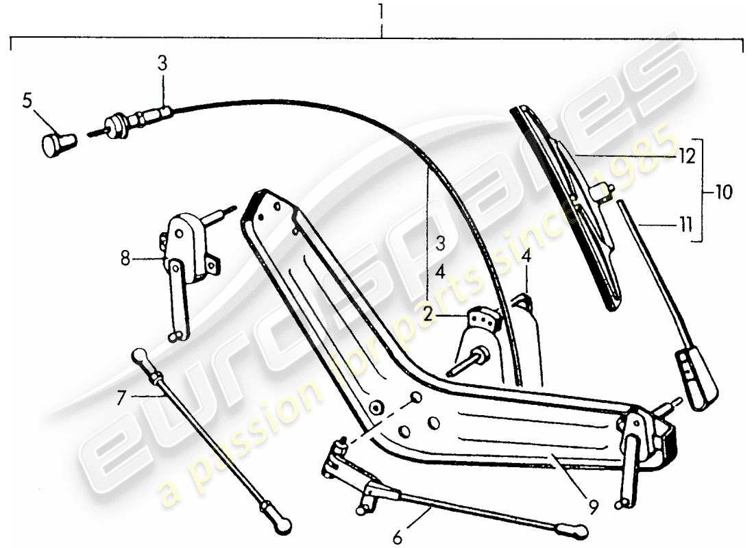 porsche 356/356a (1952) windscreen wiper system parts diagram