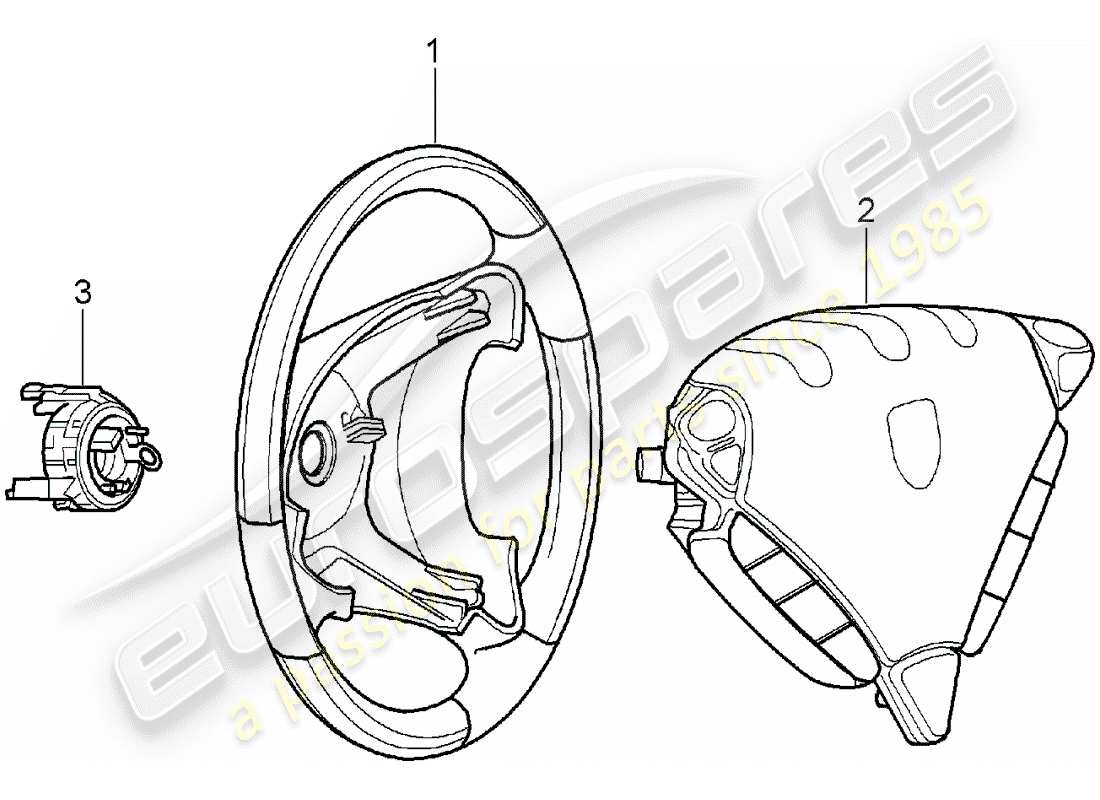 porsche tequipment cayenne (2004) steering wheel part diagram