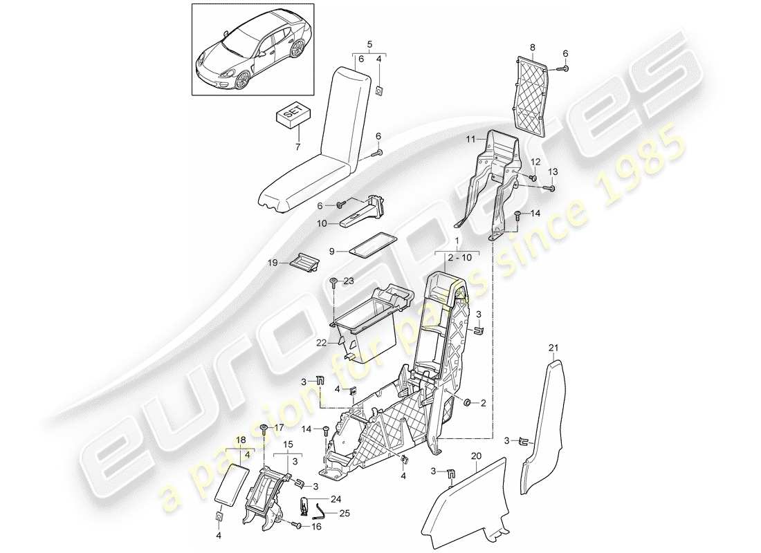 porsche panamera 970 (2016) center console parts diagram