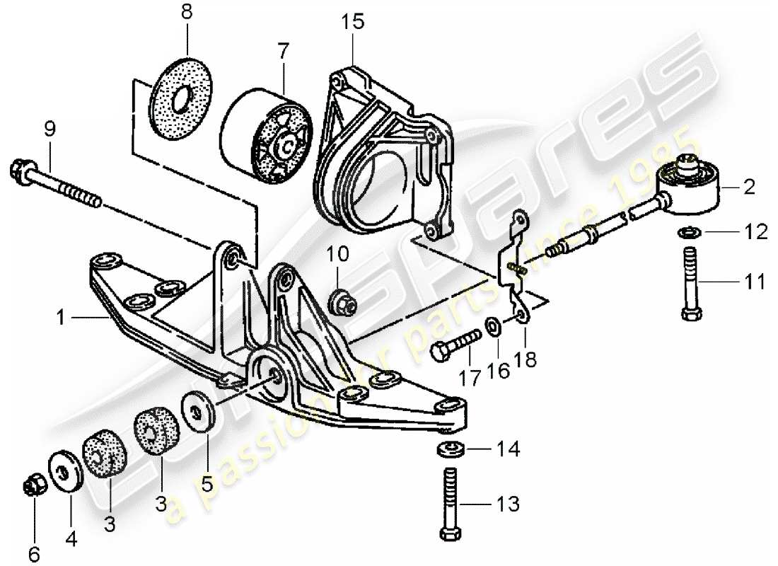 porsche 993 (1994) tiptronic - transmission suspension part diagram