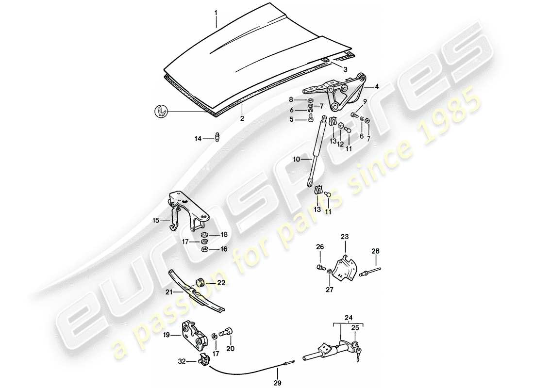 porsche 911 (1985) cover part diagram