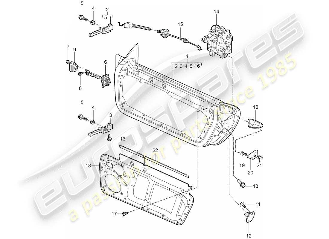 porsche 997 (2005) door shell part diagram