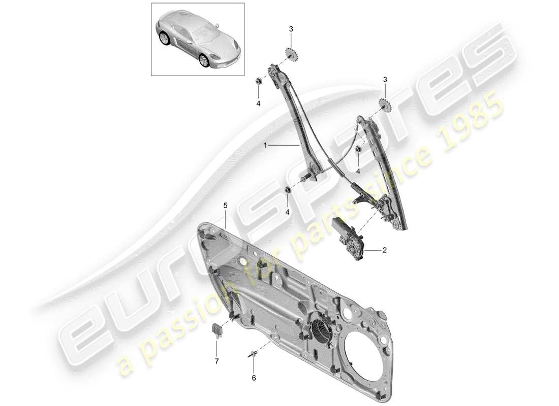 porsche 718 cayman (2020) window regulator part diagram