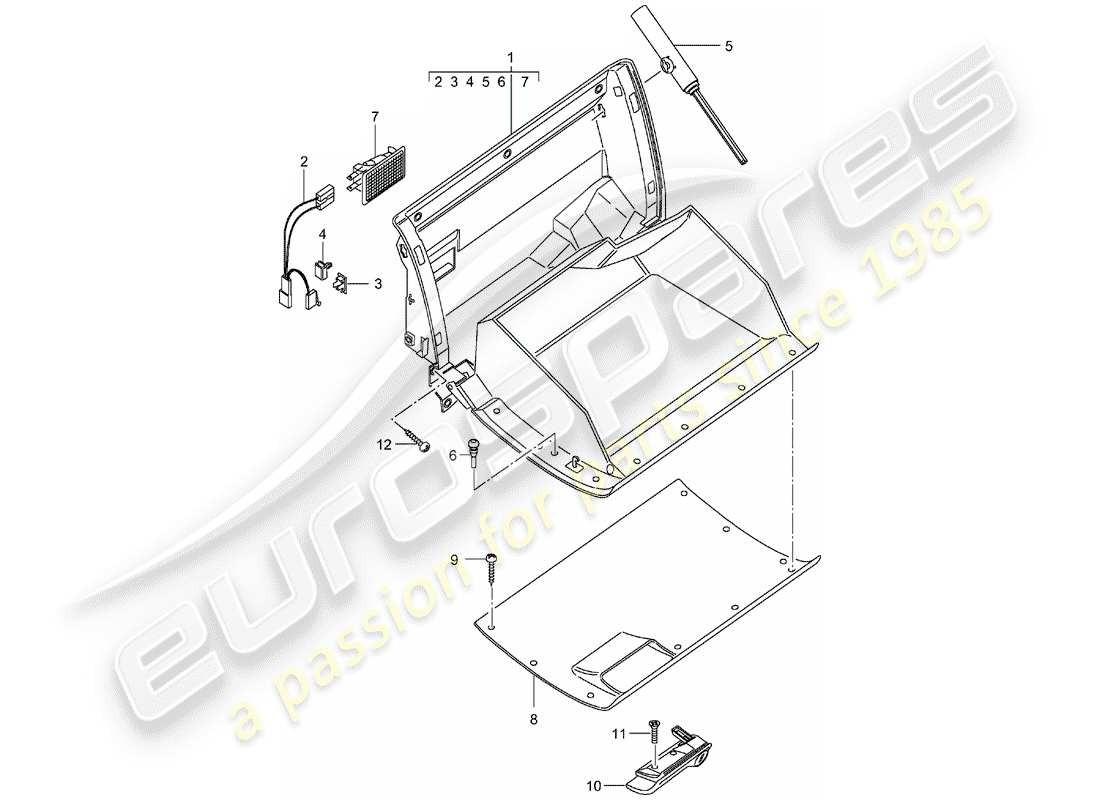 porsche 996 gt3 (2001) glove box - d - mj 2002>> part diagram