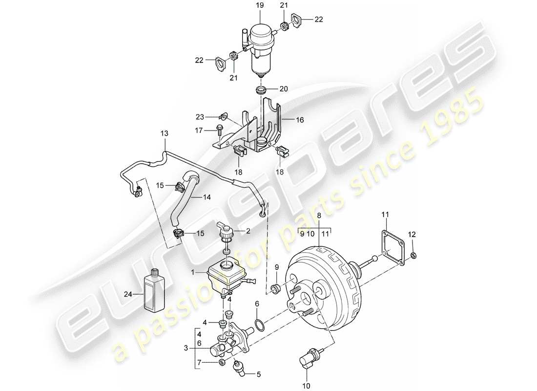 porsche cayenne (2004) brake master cylinder part diagram