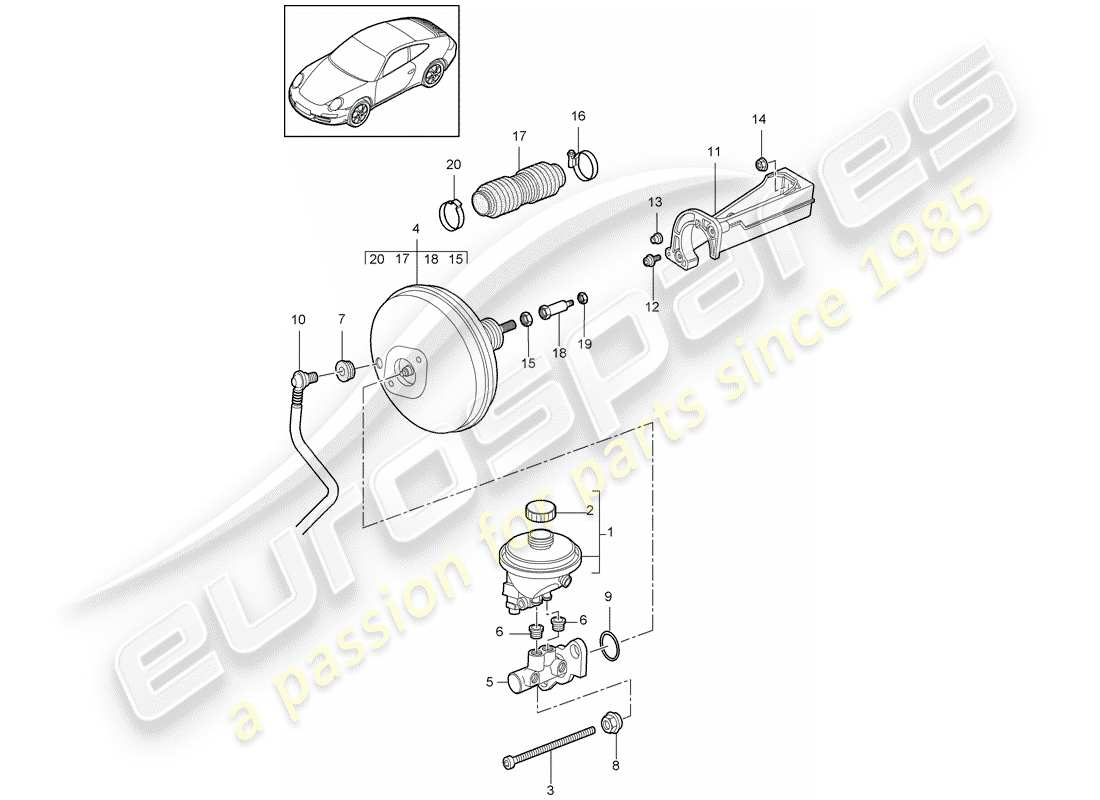 porsche 997 gen. 2 (2011) brake master cylinder part diagram