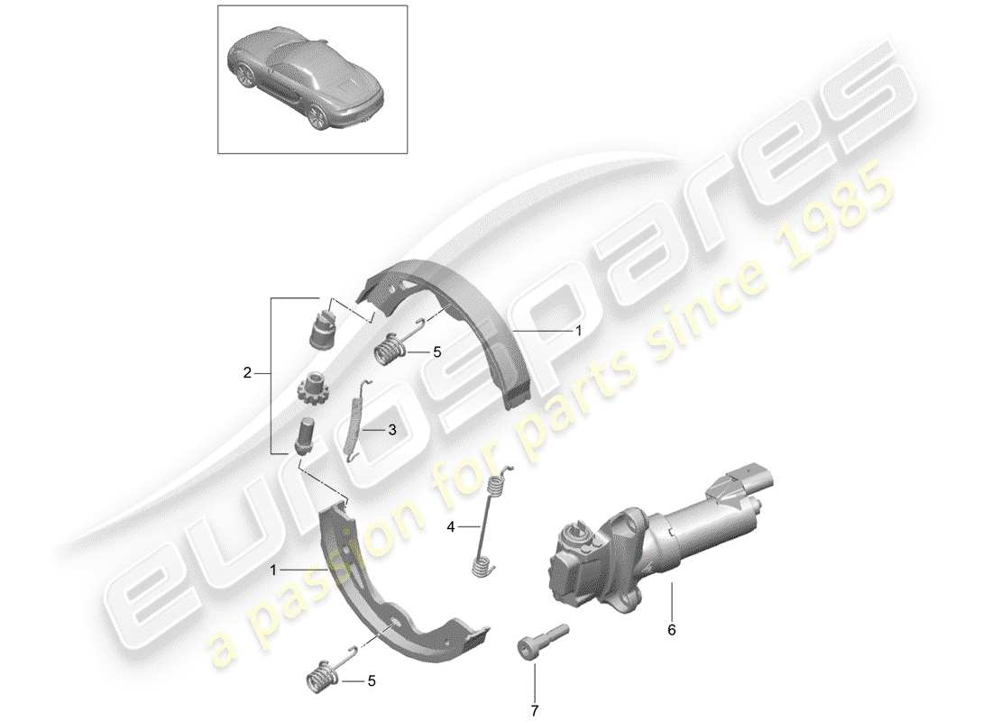 porsche boxster 981 (2013) parking brake parts diagram