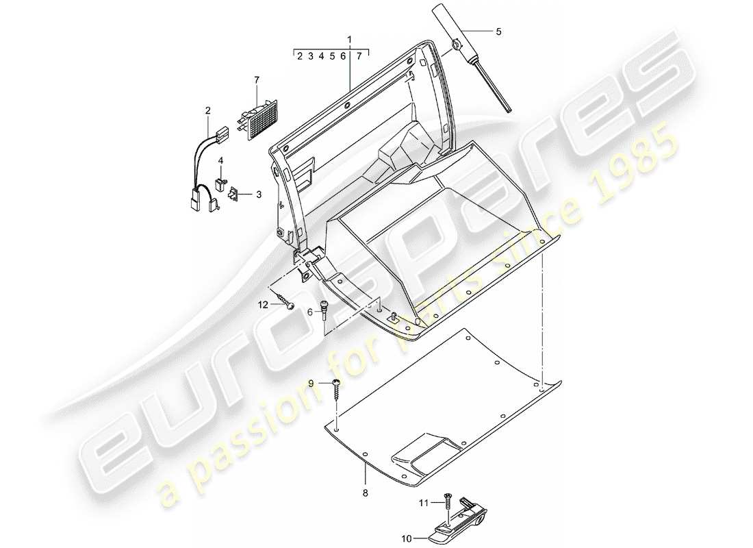 porsche 996 (2000) glove box - d - mj 2002>> part diagram