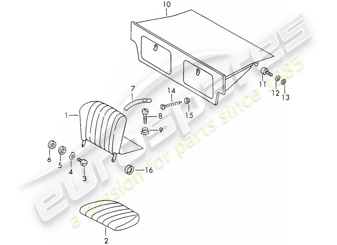 porsche 911 (1972) emergency seat part diagram