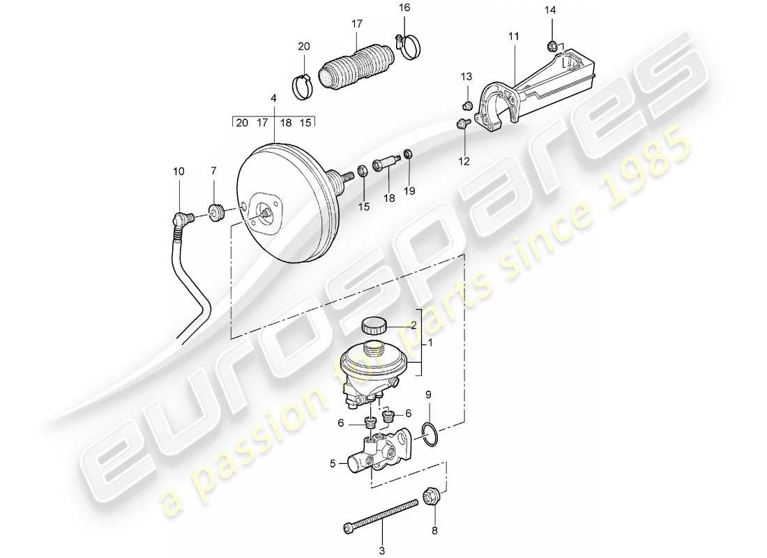 porsche 997 (2005) brake master cylinder part diagram