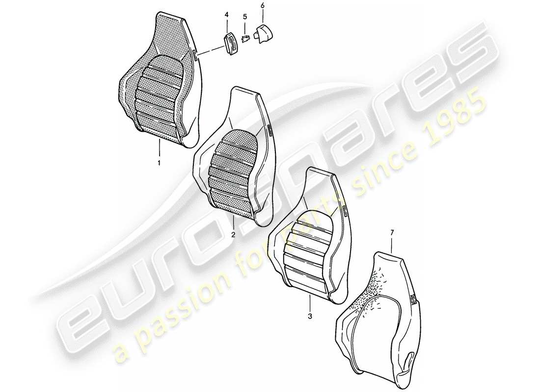 porsche 911 (1985) sports seat - backrest cover - d - mj 1985>> part diagram