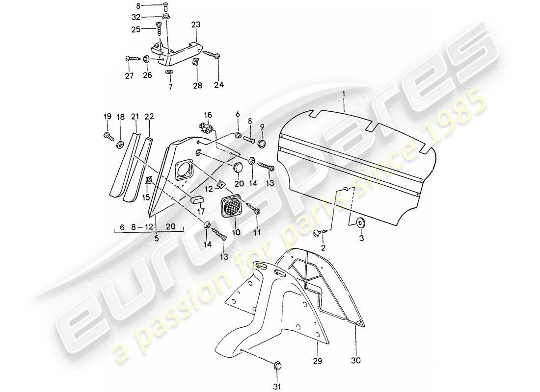 porsche 993 (1997) interior equipment part diagram