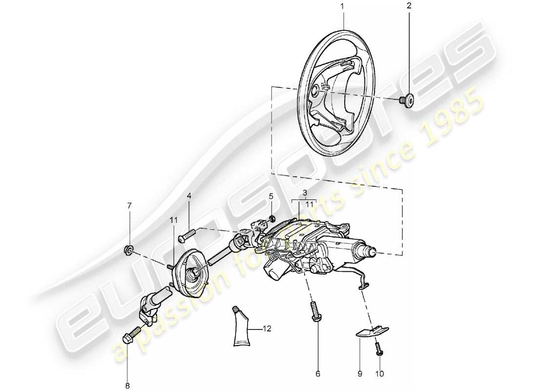 porsche cayenne (2006) steering wheel part diagram