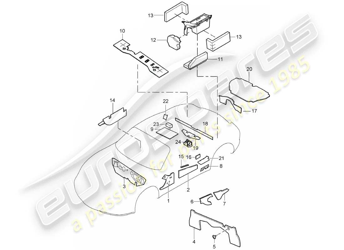 porsche cayman 987 (2010) body shell parts diagram