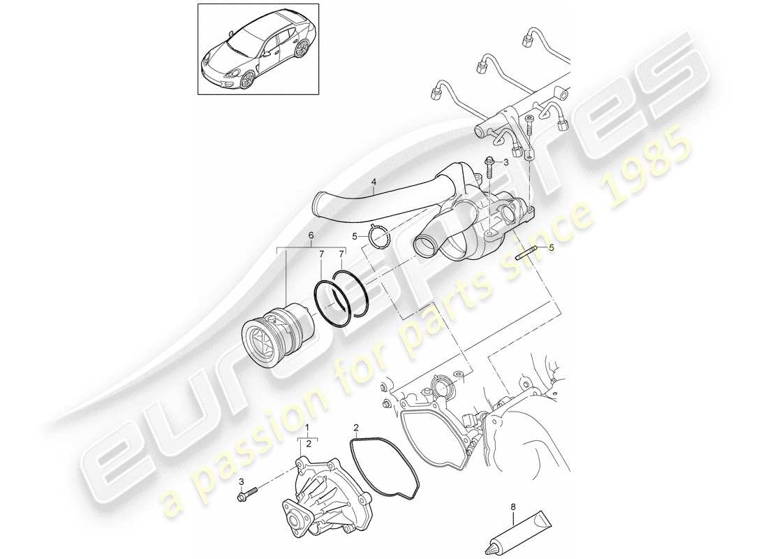 porsche panamera 970 (2016) water pump part diagram