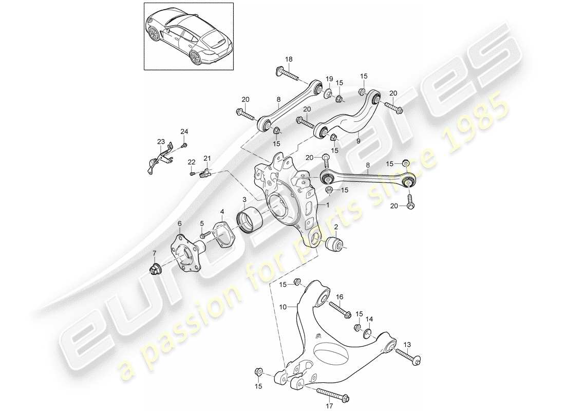 porsche panamera 970 (2016) rear axle part diagram