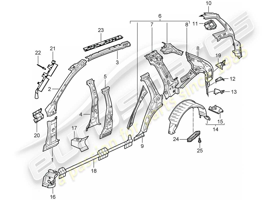 porsche cayenne (2008) side panel part diagram