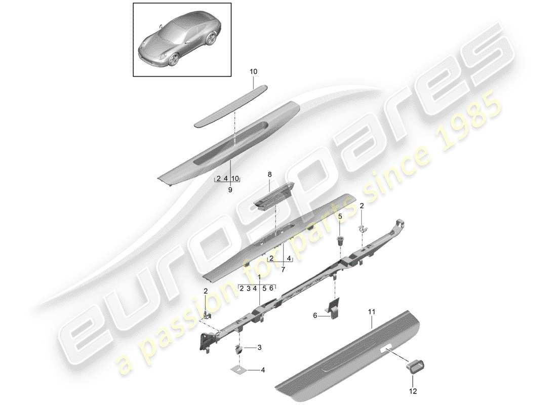 porsche 991 (2013) lining part diagram