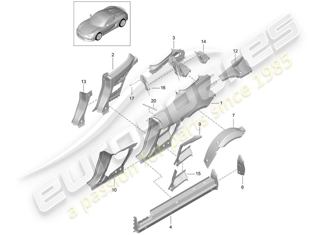 porsche 2016 side panel part diagram