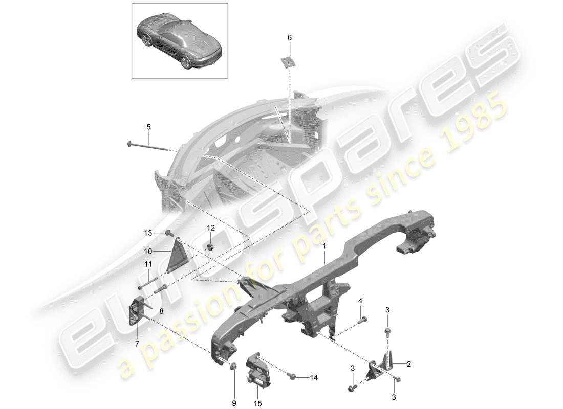 porsche boxster 981 (2016) retaining frame part diagram