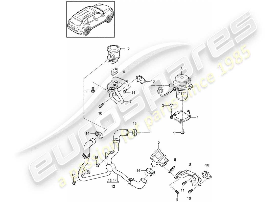 porsche cayenne e2 (2018) secondary air pump part diagram