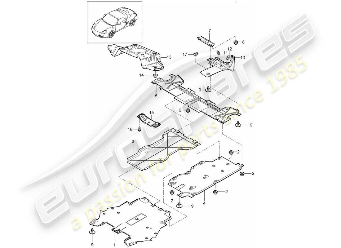 porsche boxster 987 (2011) trims part diagram