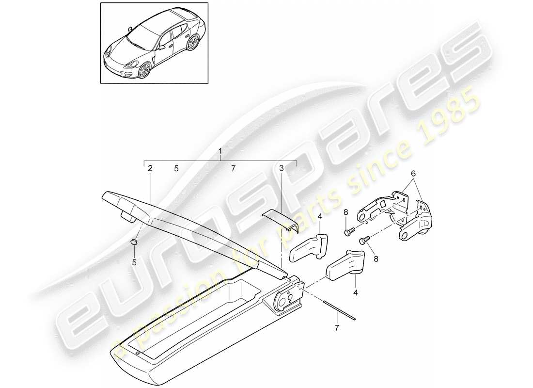 porsche panamera 970 (2016) armrest part diagram