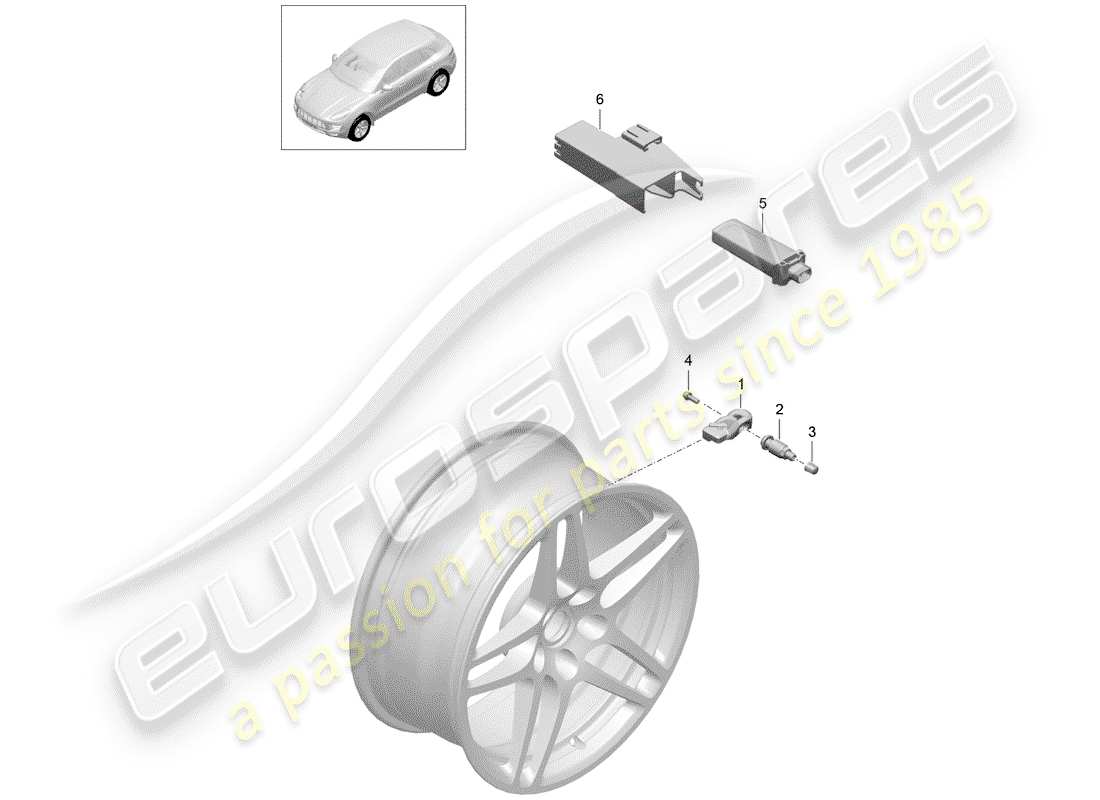 porsche macan (2020) tire pressure control system part diagram