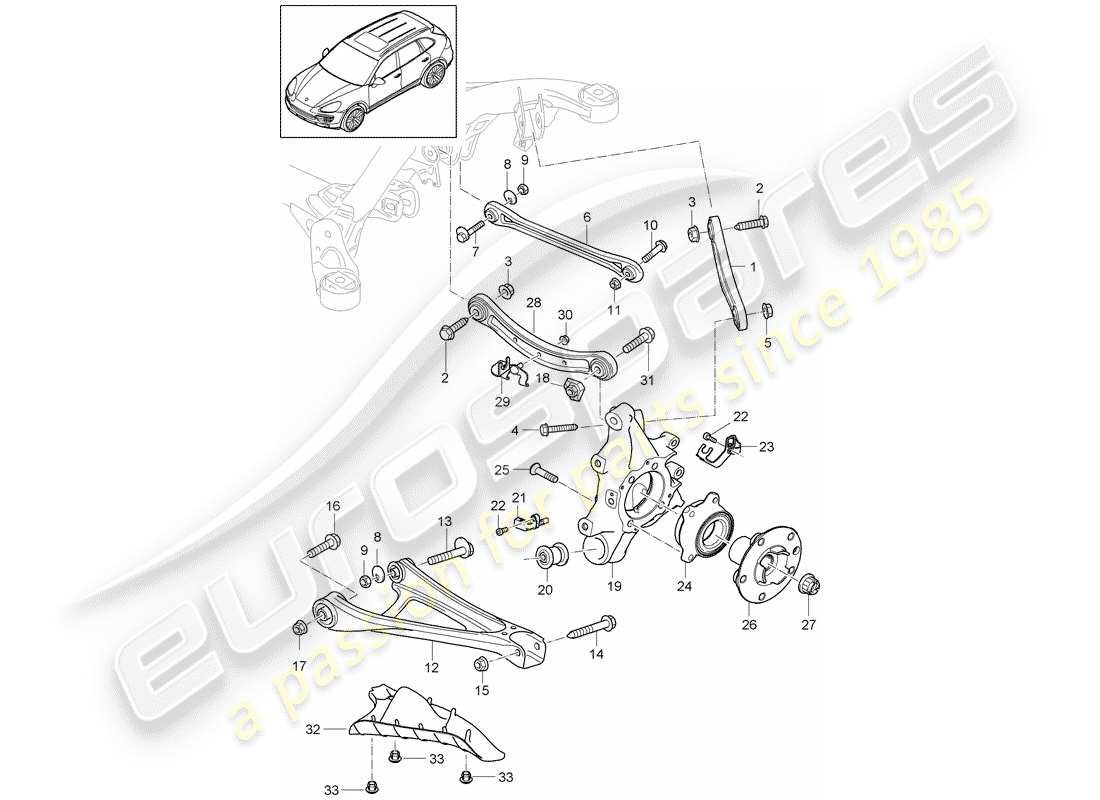 porsche cayenne e2 (2011) rear axle part diagram