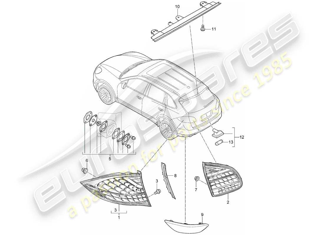 porsche cayenne e2 (2012) rear light part diagram