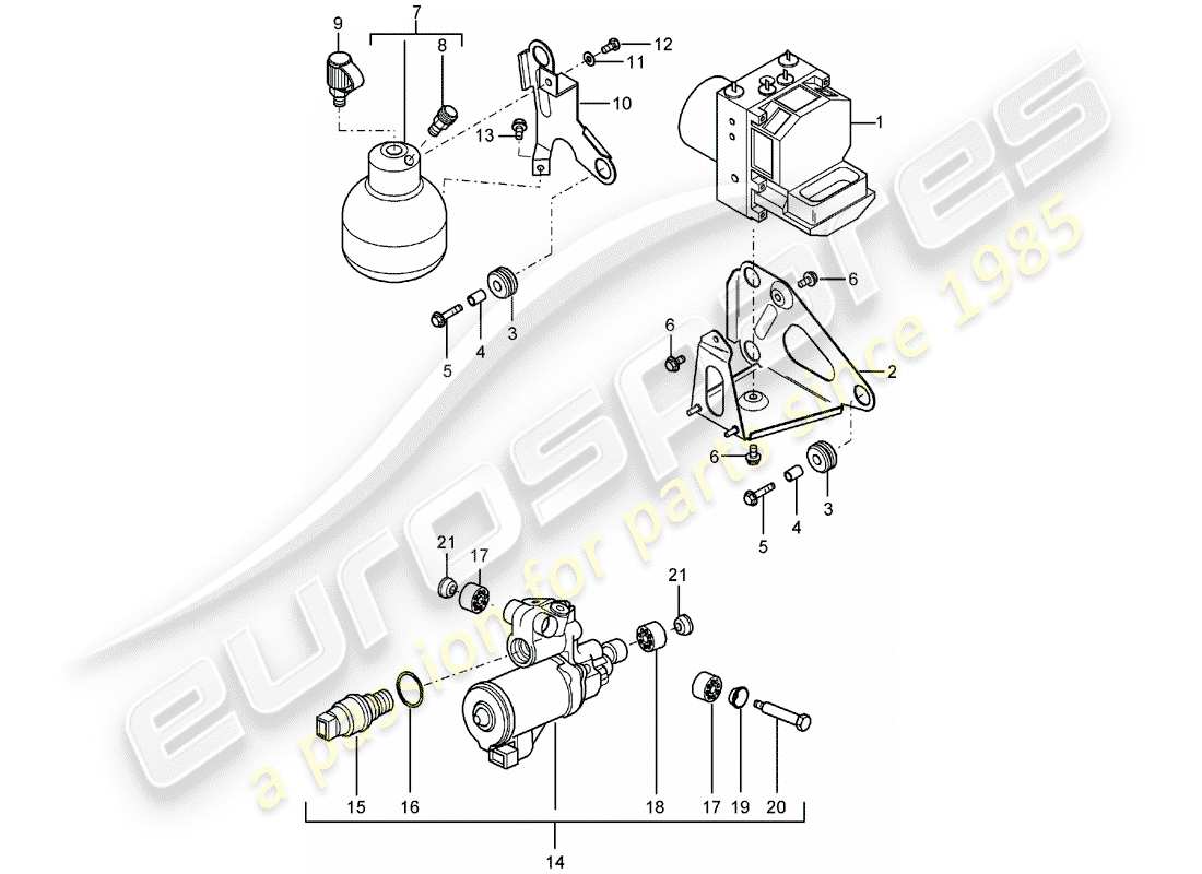 porsche carrera gt (2006) hydraulic unit - anti-locking brake syst. -abs- - control part diagram