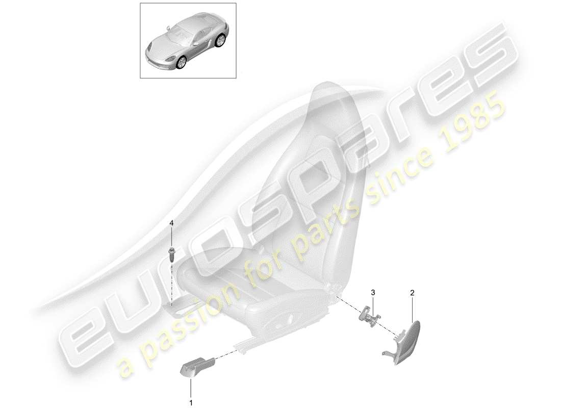 porsche 718 cayman (2020) sports seat parts diagram