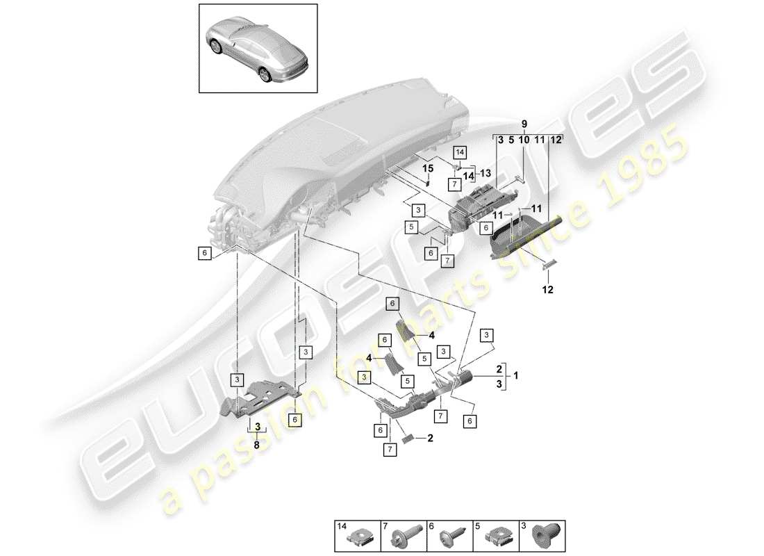 porsche panamera 971 (2020) accessories parts diagram