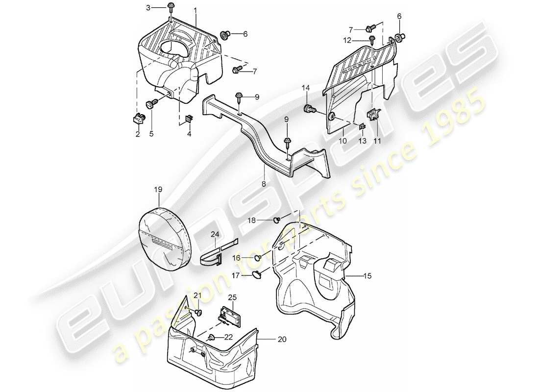 porsche boxster 986 (2002) luggage compartment parts diagram