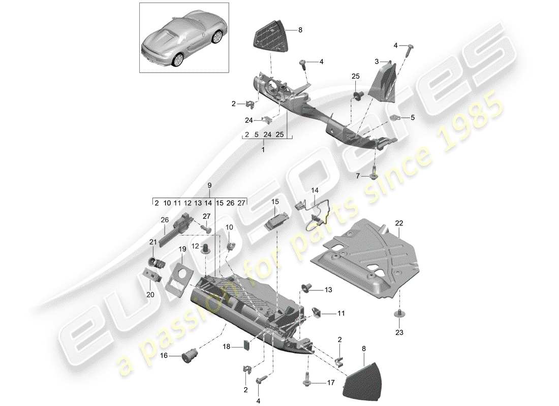 porsche 2016 glove box parts diagram