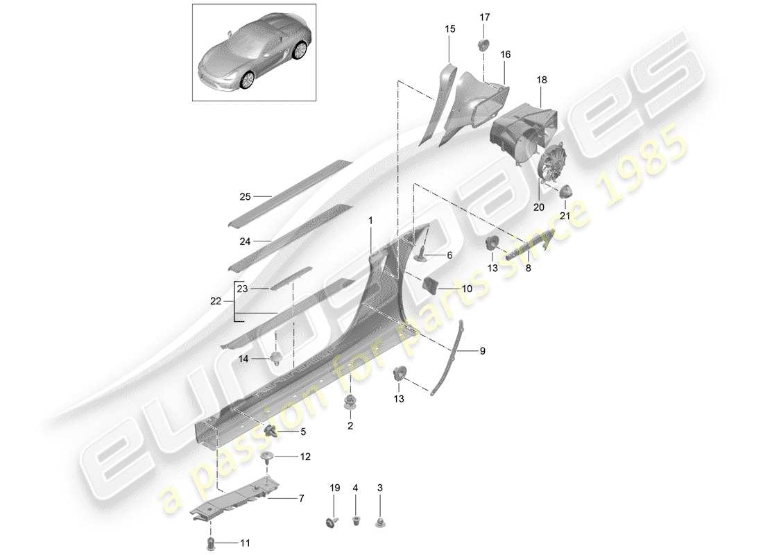 porsche 2016 side member trim parts diagram