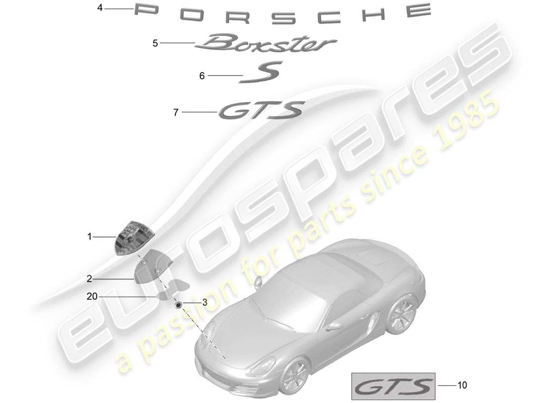 porsche boxster 981 (2016) nameplates parts diagram