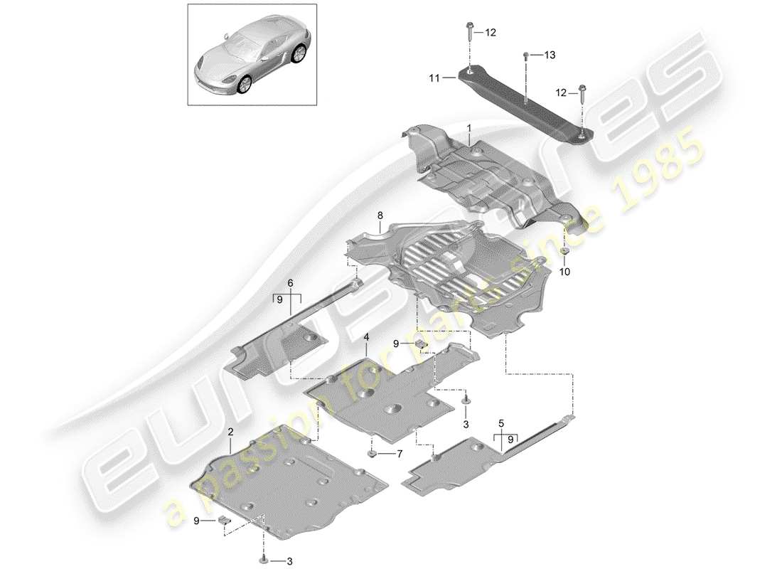 porsche 718 cayman (2019) lining part diagram