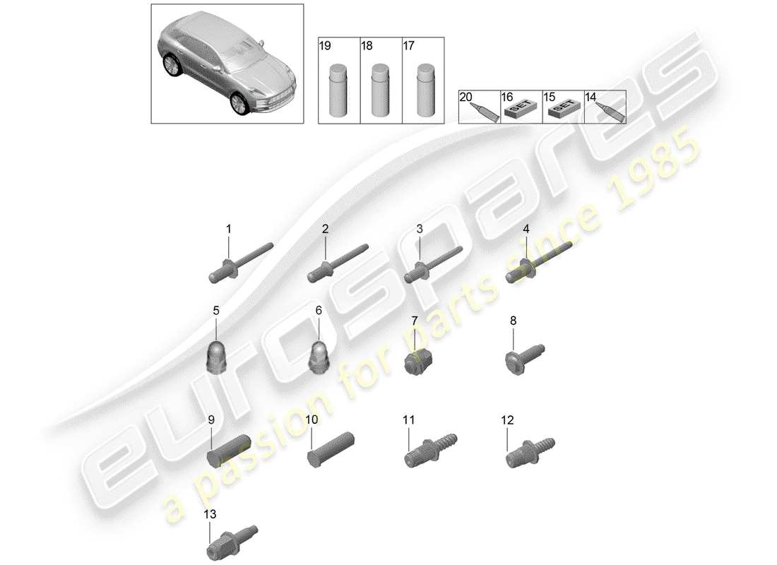 porsche macan (2020) fasteners part diagram