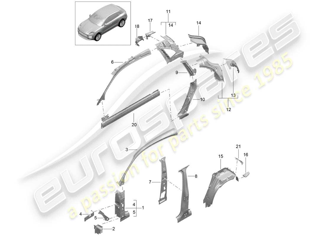 porsche macan (2020) side panel part diagram